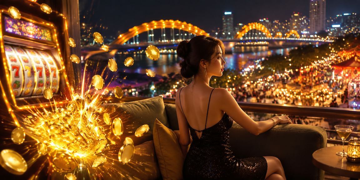 Cảnh chơi slot game tại chợ đêm Đà Nẵng